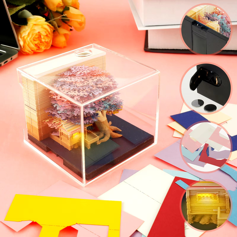 3D-Notizblock mit LED-Licht und 2024 Kalender zum Papier schnitzen in Multicolour - Bild 5