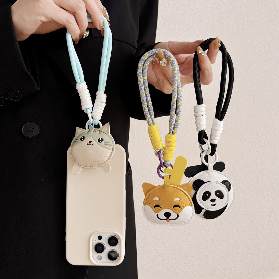 Niedliches Tier-Cartoon Handy-Lanyard als kurzes Handgelenkband und Dekoanhänger in Gold und Multicolour - Bild 2