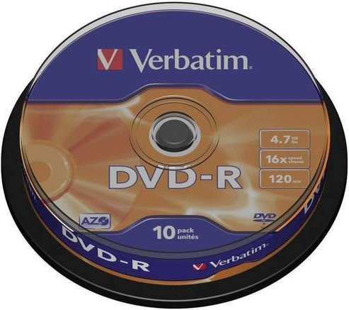 Verbatim DVD-R Rohlinge 4,7 GB, 10er Spindel, Silber/Multicolor - Bild 1