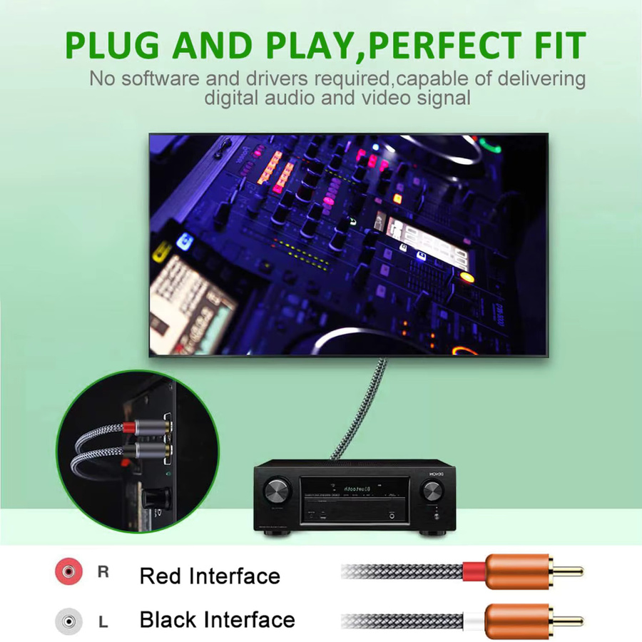 USB-C auf Dual-RCA Hi-Fi Stereo-Audiokabel in Schwarz für Smartphones, Tablets, Heimkinos und Lautsprecher - Bild 2