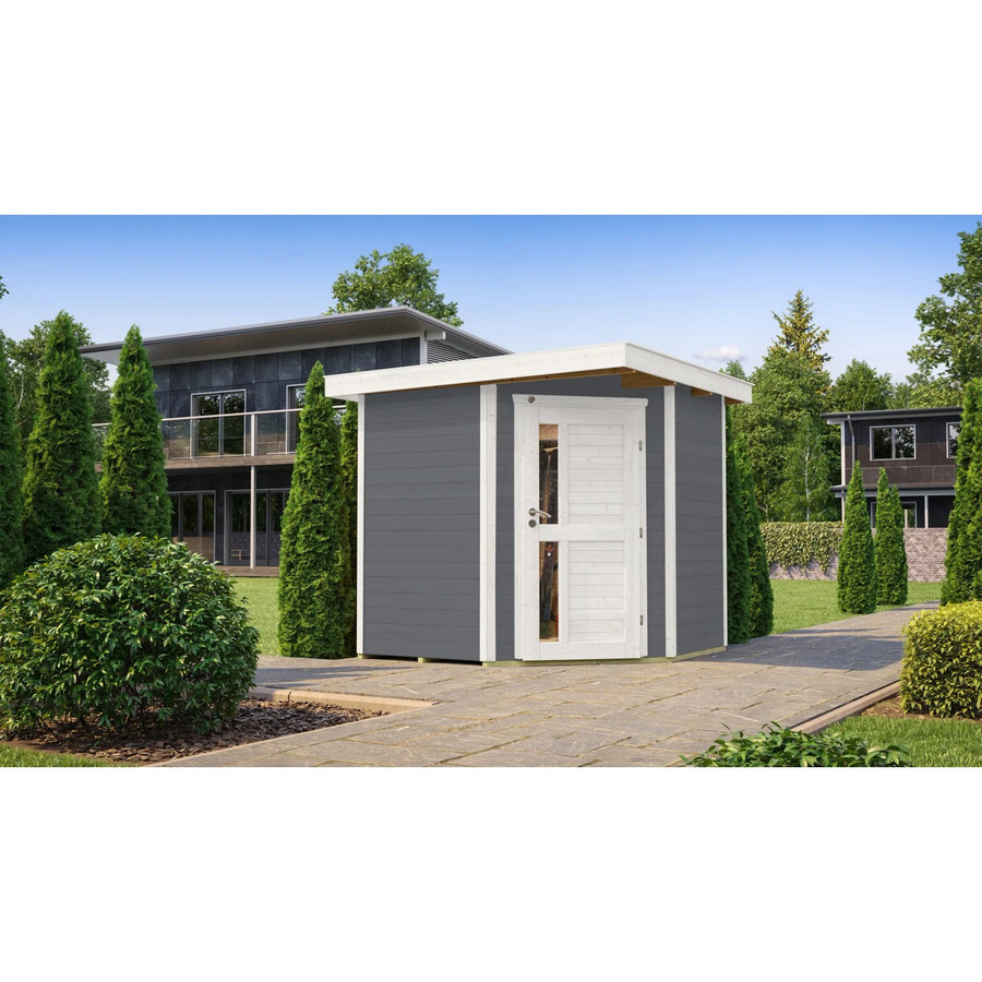 WEKA Gartenhaus 229 aus Holz mit Flachdach in Grau, B/T: 244 x 244 cm - Bild 2