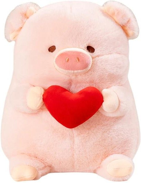 Yiran Health & Beauty Cartoon-Schwein hält Herz, Plüschtier, 30cm - Bild 1