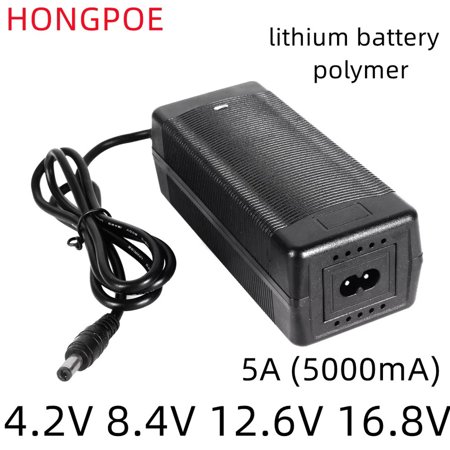 HONGPOE 18650 Batterieladegerät mit zweifarbiger Arbeitsanzeige in Schwarz für Lithium-Batterien mit 4,2 V bis 16,8 V und bis zu 10 A inklusive Adapter - Bild 2
