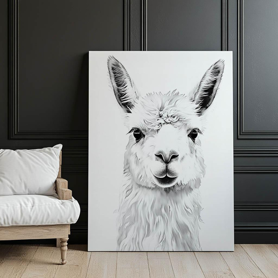 Subtile Lama Wandbild von iKable mit Holzrahmen in Heller Eiche, B/H: 50 x 70 cm - Bild 3
