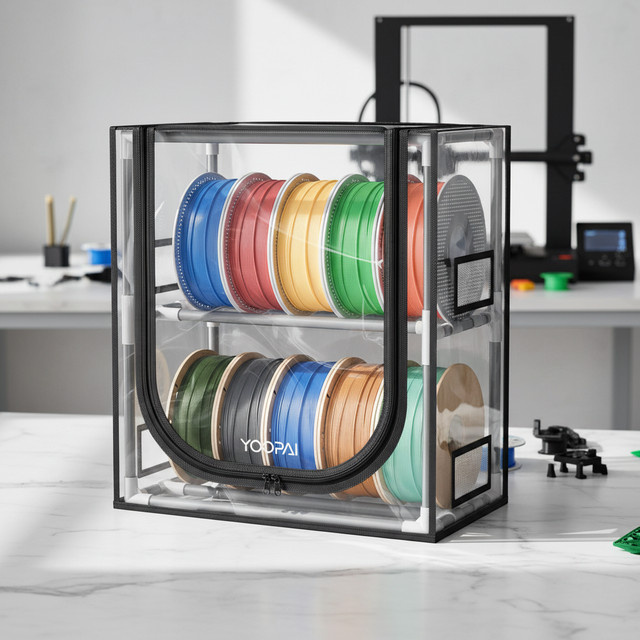 YOOPAI Filament-Aufbewahrungsbox und Trockner für 10 bis 20 Rollen, wasserdicht und staubdicht, Schwarz/Transparent - Bild 1