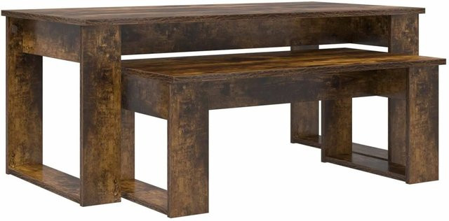 vidaXL Kaffeetisch Set 2-teilig aus Holzwerkstoff in Geräuchert Eiche Braun Modern - Bild 1