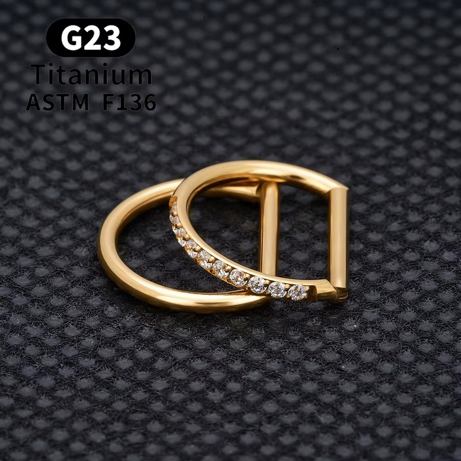 UHERA Nasenring Titan, D-Form, Zirkonia, Unisex - Bild 3