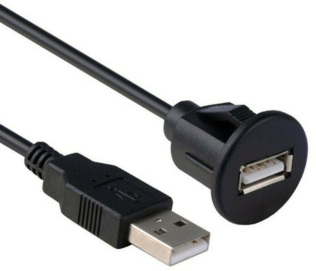 VHOHOUR USB 2.0 Auto Dashboard Unterputz Panel Wasserdichte Kabel Buchse und AUX Verlängerung in Schwarz - Bild 1
