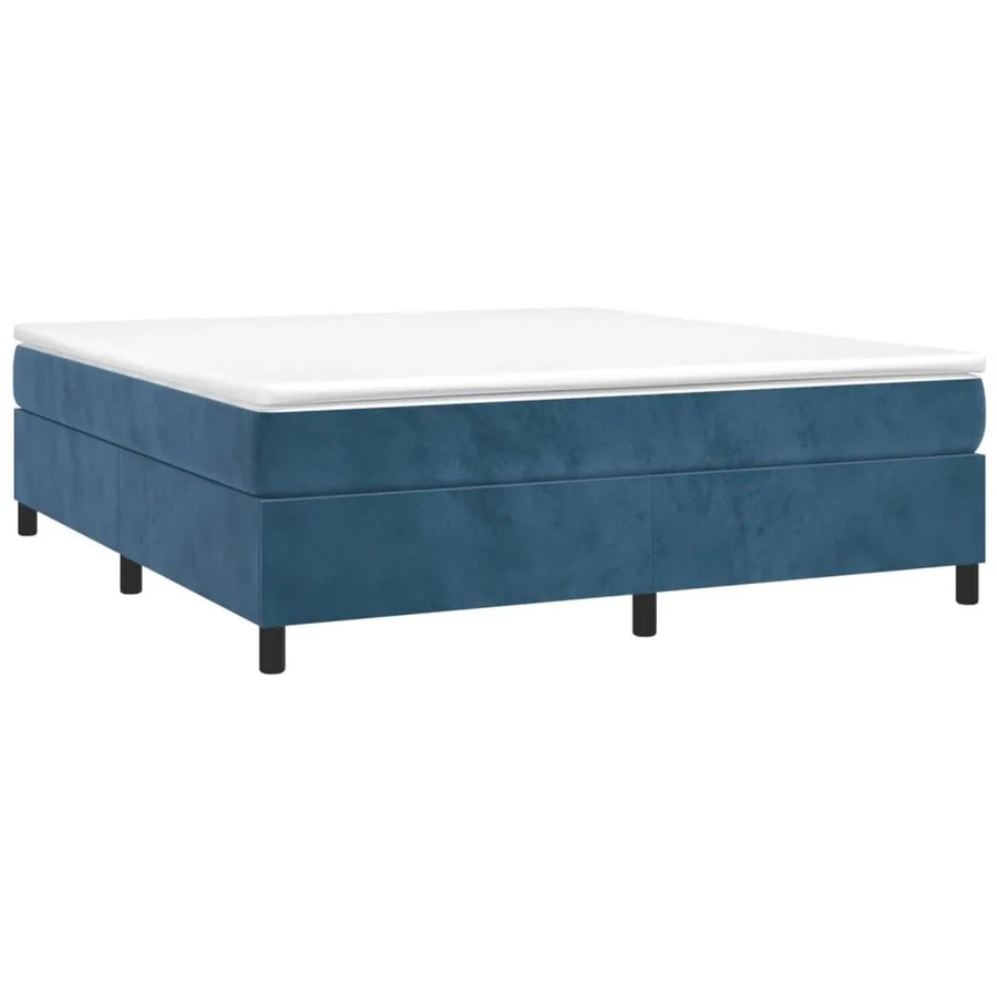 vidaXL Boxspringbett mit Matratze in Dunkelblau aus Samt, Hybridbett mit Taschenfederkern, B/T/H: 160 x 200 x 35 cm - Bild 2