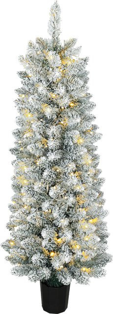 Aosom Schneebedeckter Weihnachtsbaum mit 100 LED-Lichtern und 8 Modi, Höhe: 120 cm, Grün und Weiß - Bild 1