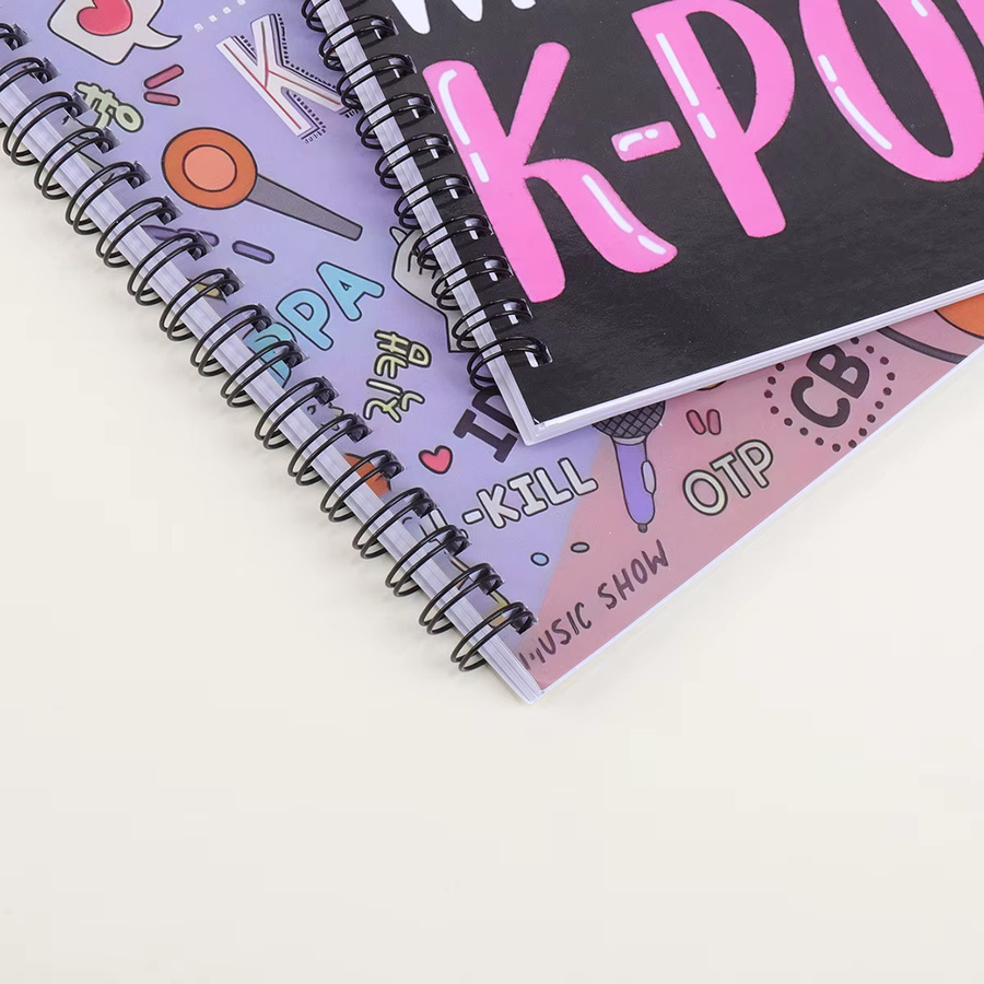 K-Pop Spiralnotizbuch mit 100 linierten Seiten in Rosa, Schwarz und Lila, Softcover Tagebuch für Teenager und Frauen - Bild 3
