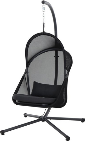 Yobaya Siena Garden Hängesessel in Cool Black mit Standmontage und UV-beständigem Polyester-Gewebe