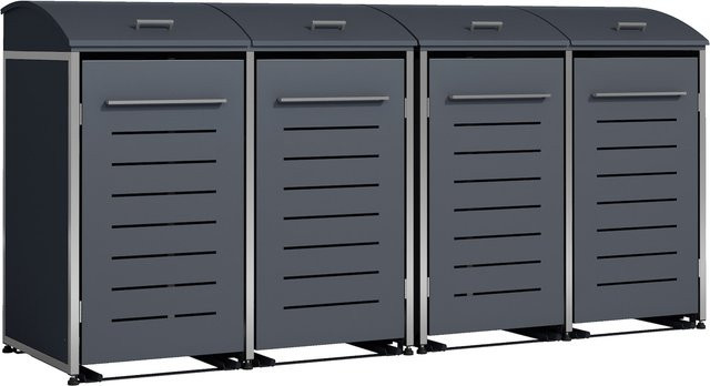DEGAMO Mülltonnenbox KIEL aus Stahl und Edelstahl für 4 Mülltonnen (120 und 240 Liter), Farbe: Anthrazit, B/T/H: 278 x 83 x 136 cm - Bild 1