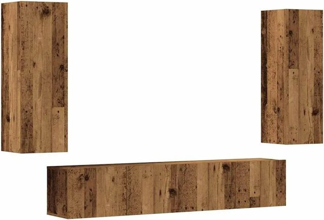 Set aus 4 vidaXL TV-Wandschränken in Altholz-Optik, modern und braun, aus Holzwerkstoff - Bild 1
