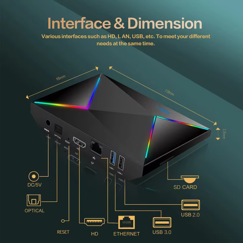 LEEDOAR R69 Plus Android 14 TV-Box mit Sprachsteuerung, 8K Ultra HD, Allwinner H728 Octa-Core, 1000M LAN, WiFi 6 und Bluetooth 5.0 Media Player Set-Top-Box - Bild 5