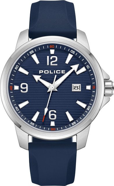 Police Herrenuhr Mensor, Quarz, Edelstahl, 44 mm, Blau, Silikon - Bild 1