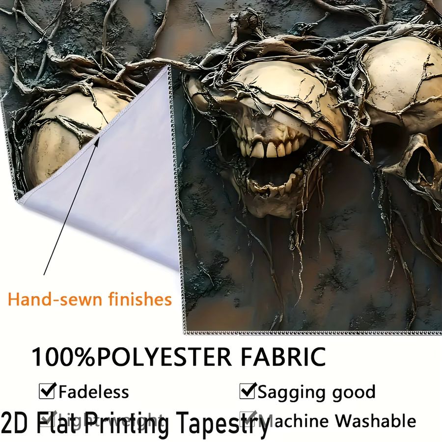 VIKAMA Halloween Horror-Schädel Wandteppich aus Polyester für die Heimdekoration, B/H: 75 x 75 cm - Bild 4