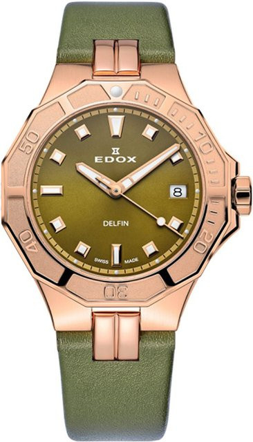 Edox Damenuhr, Quarz, Edelstahl, 38 mm, Grün, 20 ATM - Bild 1