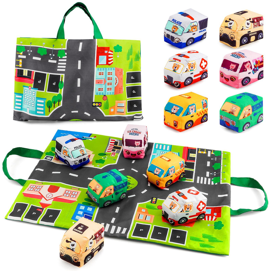 Yiran toy Lernfähige Schiebe-Fahrzeuge mit Spielmatte und Tragetasche 1-teiliges Set - Bild 2