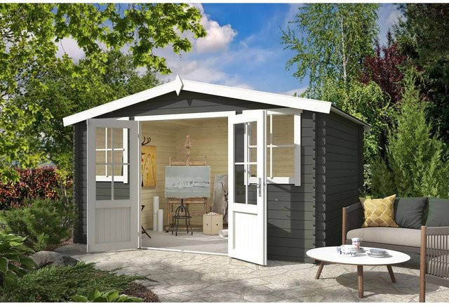 Lasita Gartenhaus Dallas Satteldach in Grüngrau, B/H/T: 410,9 x 233,7 x 312 cm - Bild 1