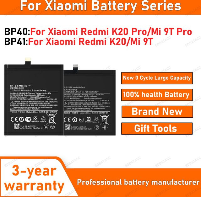 Original Ersatzakku für Xiaomi Redmi K20 Pro Mi 9T Pro Mi9T mit 4000mAh in Schwarz (BP41 BP40) - Bild 1