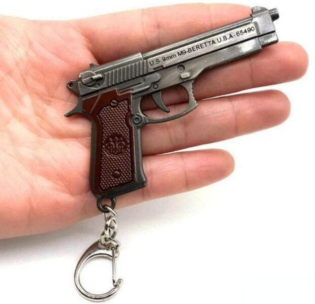 LISM Schlüsselanhänger Mini-Pistolenmodell, Metalllegierung, Schwarz, Unisex - Bild 1