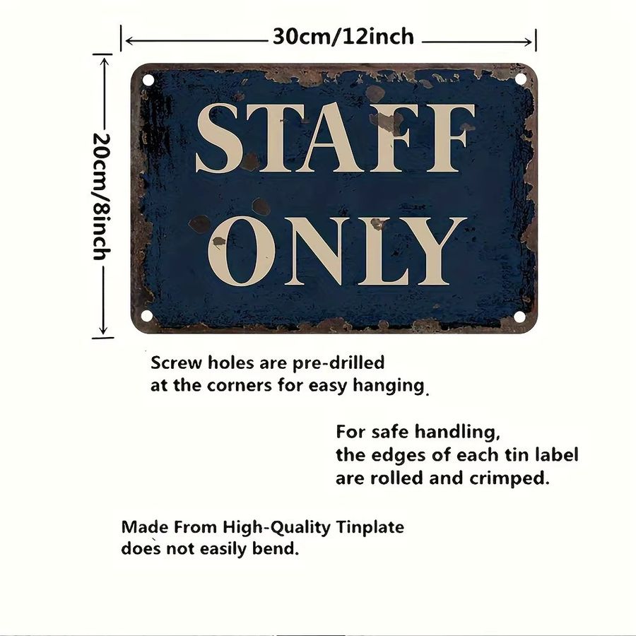 HELLOYOUNG Vintage-Metallschild Sadely Staff – Eisen-Blechposter zur Wanddekoration, B/H: 20,3 x 30,5 cm - Bild 3