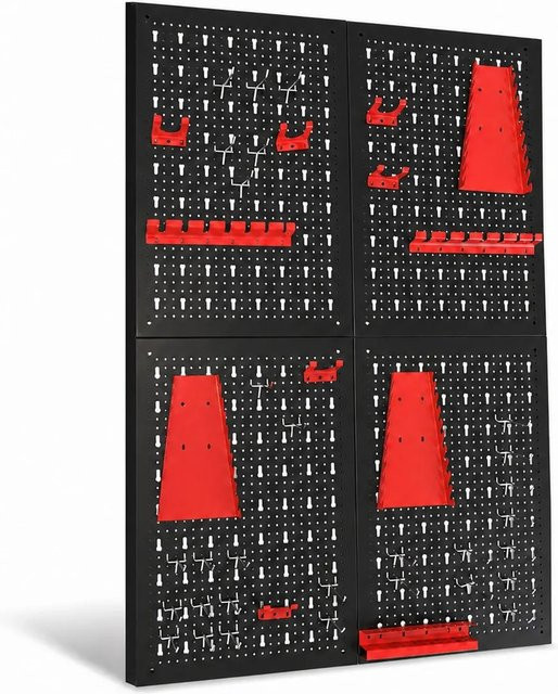 PROREGAL Werkzeug Lochwand Set ARES aus Metall in Schwarz, B: 160 cm, H: 60 cm, inklusive 39 Haken und Halterungen - Bild 1