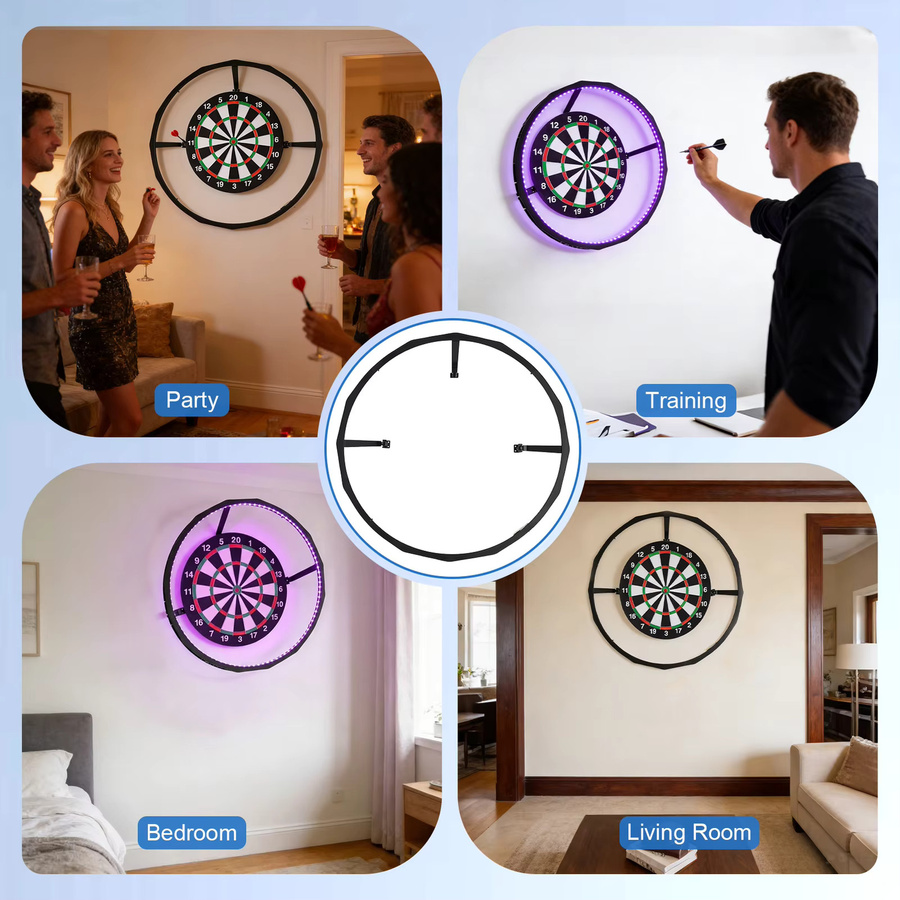 CyeeLife Dartboard-Beleuchtungssystem mit RGB-Ring-Licht in Schwarz und Lila - Bild 3