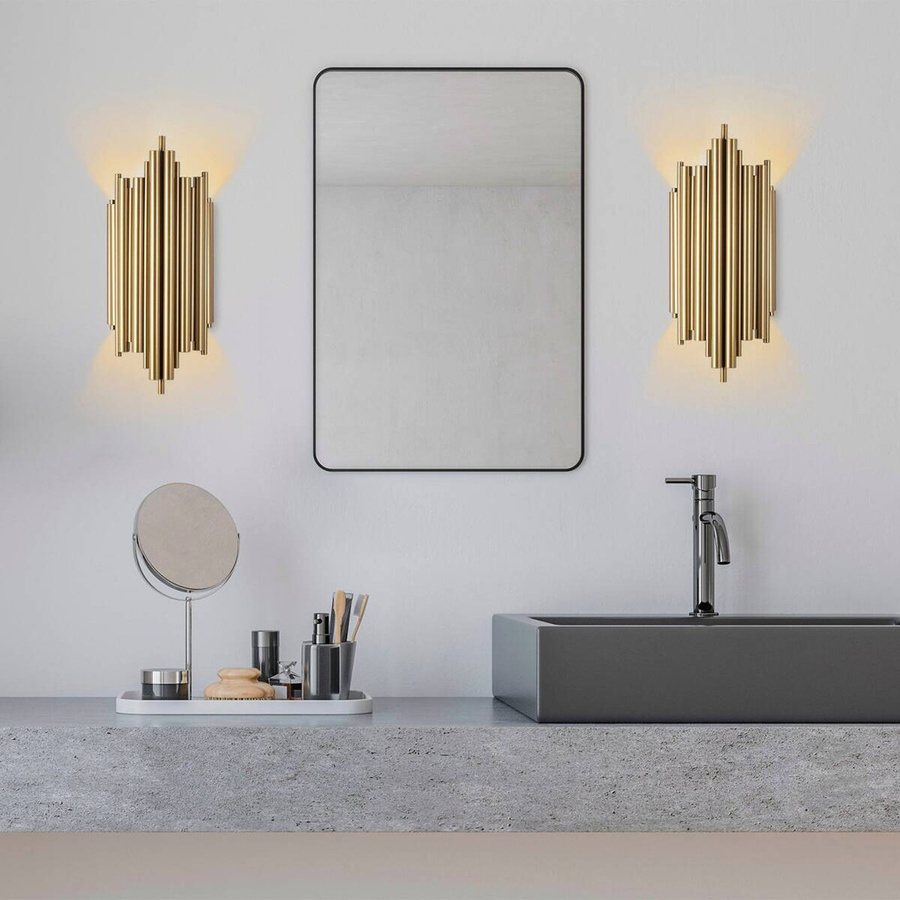 Opviq Wandleuchte Reis in Gold aus Metall mit E14 Fassung, B/H/T: 22 x 50 x 22 cm - Bild 2