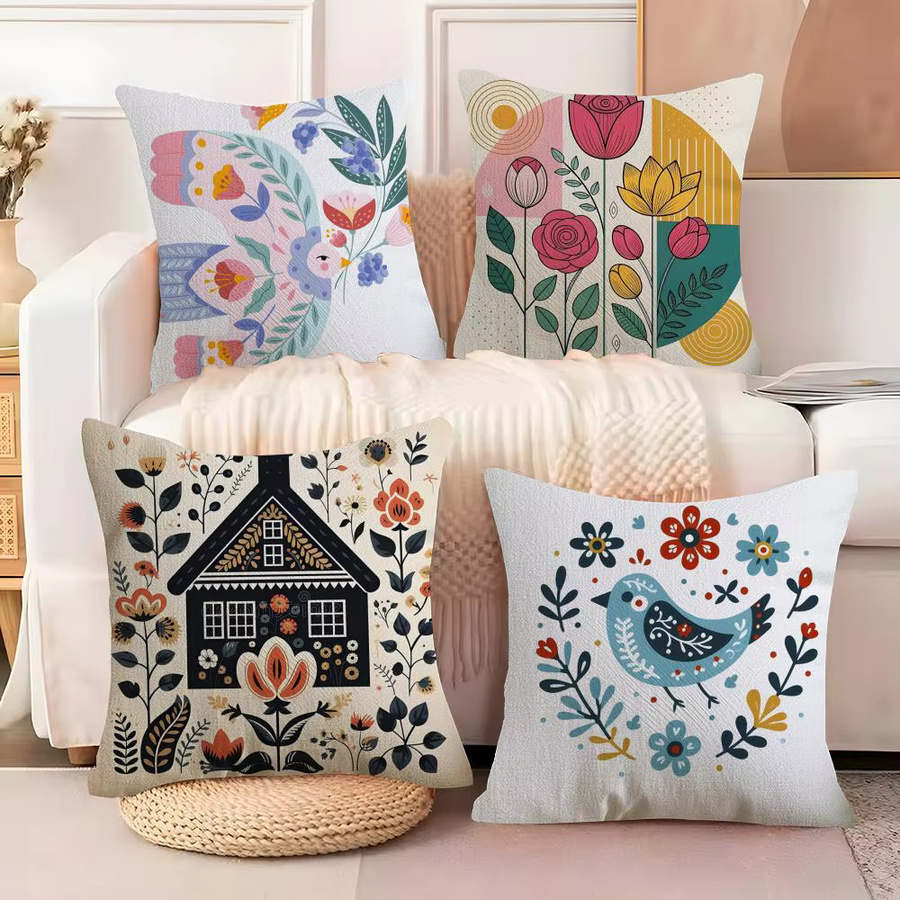 Blue Bird Home Decor Kissenbezug mit Tier-Aufdruck aus Baumwolle und Leinen, quadratisch, Multicolour, B/T/H: 30 x 30 x 30 cm - Bild 2