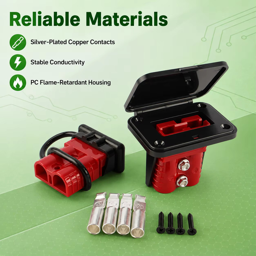 2/4er-Pack Batterieladeanschluss-Set mit 50A 120A 175A Schnellsteckern für Autobatterien und Gabelstapler in Grau - Bild 2