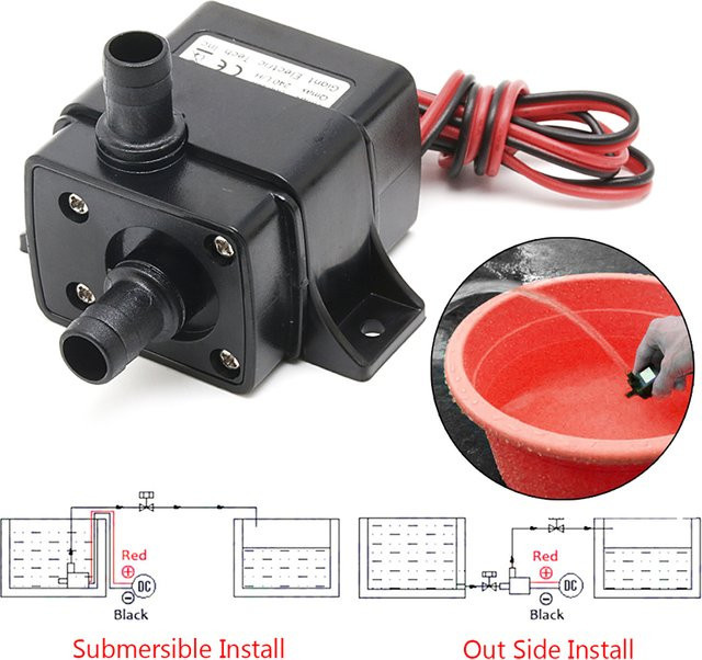 Mini DC12V Bürstenlose Tauchwasserpumpe in Schwarz mit 240L/H Förderleistung und 3M Schlauchlänge - Bild 1