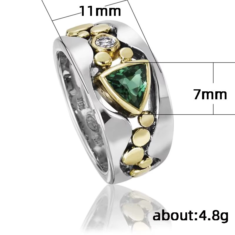 Huitan Ring, grüner Stein, Kristall, Bicolor, Damen - Bild 3