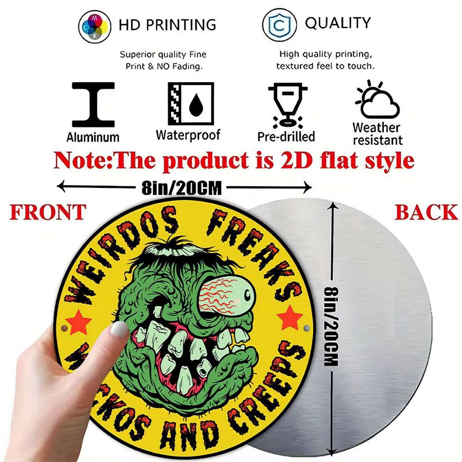 Potdemiel Aluminium-Metallschild Gothic Horror Monster Wanddekoration Multicolor, B/H: 20,32 x 20,32 cm - Bild 3