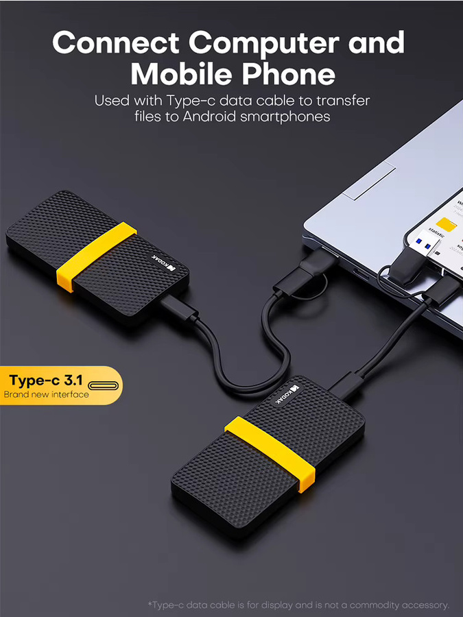 Kodak X200 Tragbare SSD Externe Festplatte 1TB Schwarz mit USB-C Anschluss - Bild 5