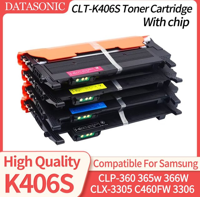 Kompatible Tonerkartusche für Samsung CLP-360, CLP-365W, CLP-366W, CLX-3305, CLX-3306FN, CLX-3305W, C460FW, CLT-406S, CLT-K406S, C406S, Y406S, mehrfarbig - Bild 1