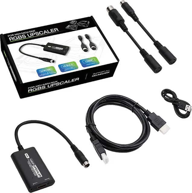 Ren Tian Ge RGBS Upscaler HDMI Konverter für SEGA MD1, MD2 und SNK Spielekonsolen in Schwarz mit 1080P Auflösung und 16:9/4:3 Aspektverhältnis Schalter - Bild 1