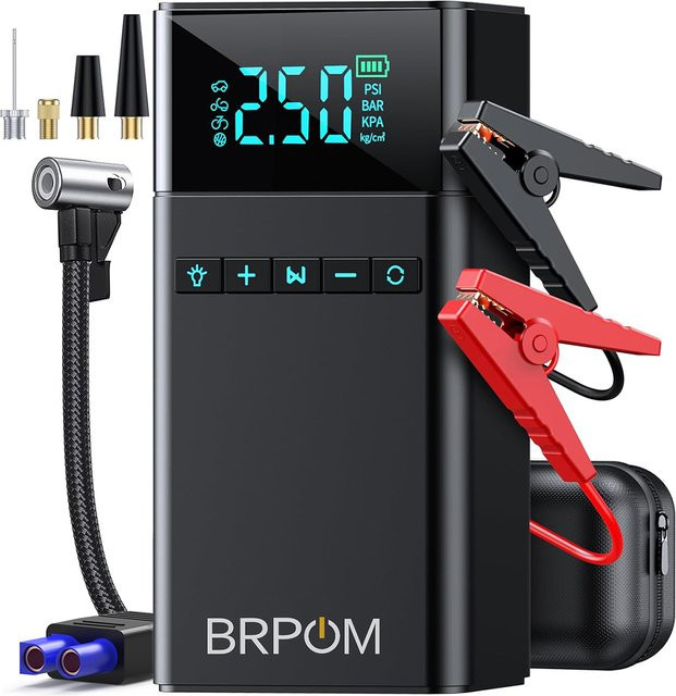BIUBLE Auto-Notstartgerät mit Luftkompressor und 26800mAh Akku, digitales Reifendruckmessgerät 150PSI, Batterie-Booster für Benzin- und Dieselmotoren, Farbe: Schwarz - Bild 1