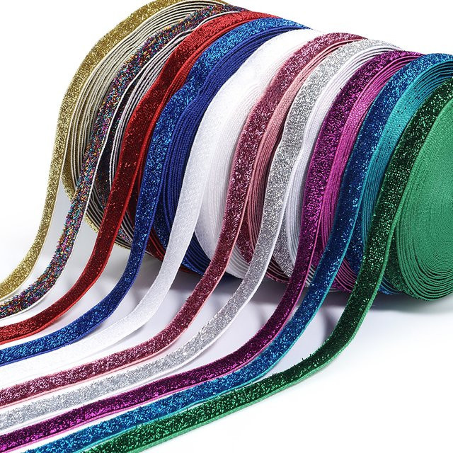 Glitzerndes Samtband in Rot und Multicolour, 10 mm Breite, nicht elastisches einseitiges Band für DIY-Handwerk, Schleifendekoration und Geschenkverpackungen - Bild 1
