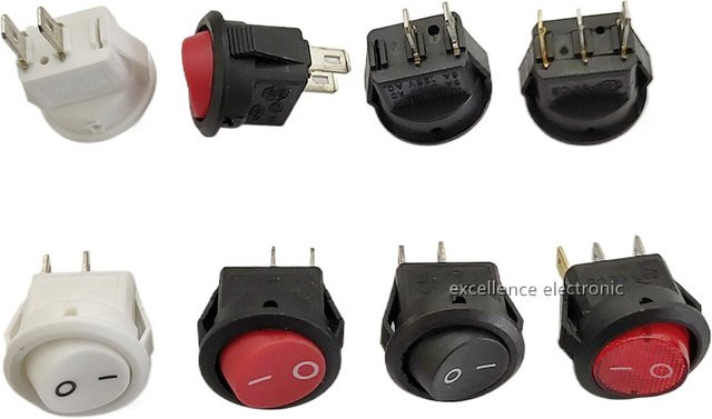 YanYunDZ Runder Wippschalter mit LED, 16 mm, 2 Positionen EIN-AUS, SPST, 3 A/250 V, 6 A/125 V, rot oder schwarz - Bild 1