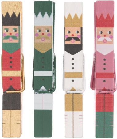 Rico Design Dekoklammern Nussknacker Mix aus Holz, Mehrfarbig, 4 Stück, Höhe: 7 cm