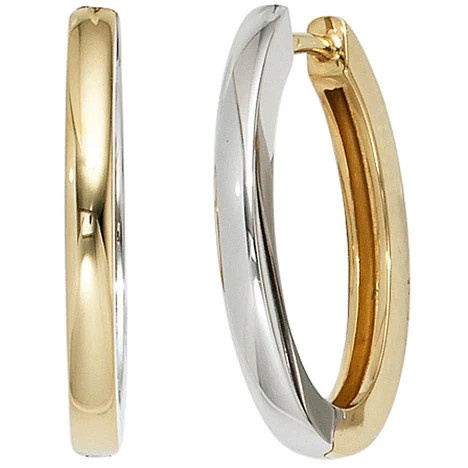 Colfem Creolen oval, 585 Gelbgold, Weißgold, Bicolor - Bild 1