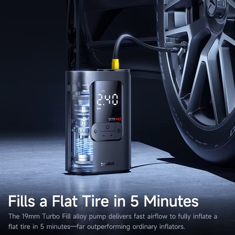 Baseus GoTrip VA1 Auto-Luftkompressor mit 5000mAh Tragbare Autoluftpumpe als präziser Reifendruck-Inflator für Autos, Motorräder und Fahrräder - Bild 3