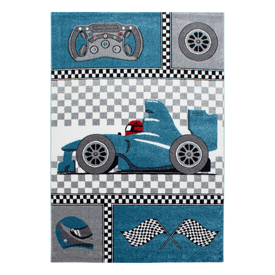 Ayyildiz Kinderteppich Kids 460 Blau Multicolour mit Rennwagen und Verkehrszeichen B/T: 140 x 200 cm - Bild 2