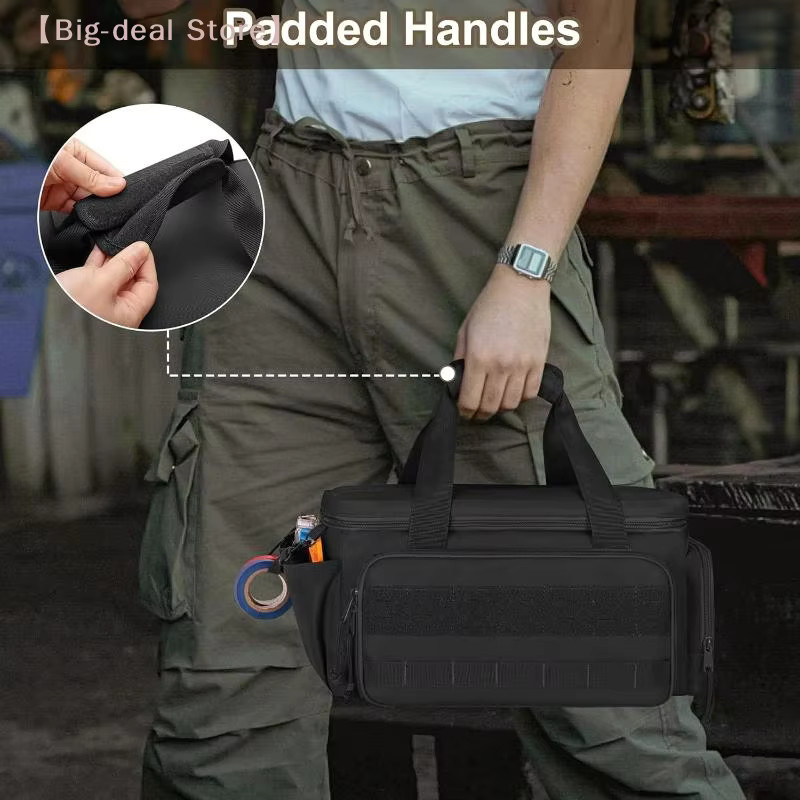 JTZTF Taktische Werkzeugtasche in Schwarz mit rutschfester Basis, Tragbarer Mehrzweck-Arbeitsorganisator für Heimwerker und Tischler, B/T/H: 36,7 x 21,5 x 20,5 cm - Bild 3