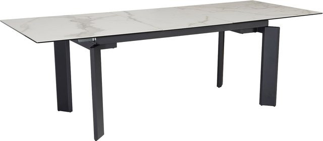 Ausziehbarer Esstisch MALTA von KADIMA DESIGN in Marmoroptik aus Keramik-Glas, Weiß-Schwarz, B/T/H: 180 x 95 x 77 cm - Bild 1