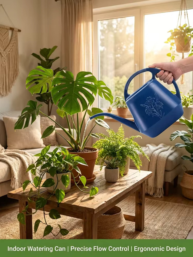 Blaue Plastik-Gießkanne mit langem Ausguss für die Hauspflanzenpflege, 4 l - Bild 6