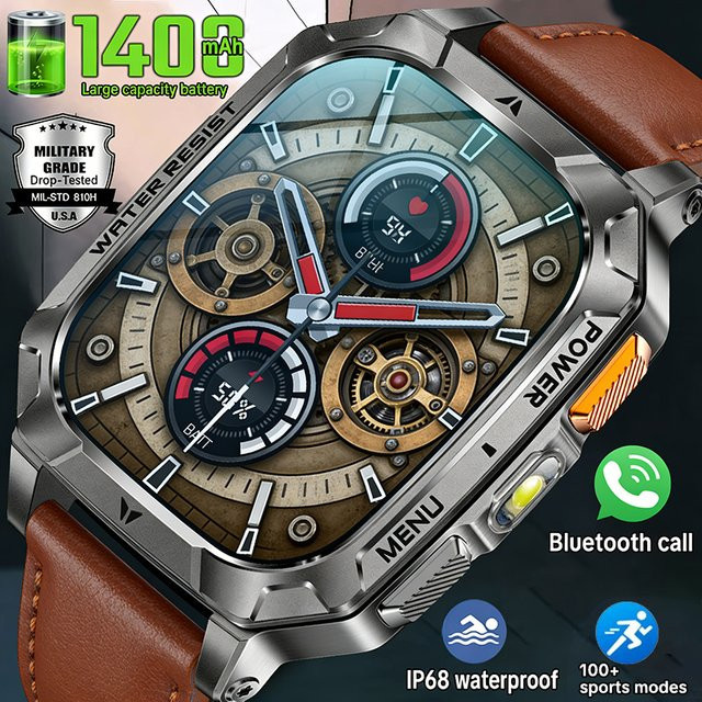 BOXUXING Smartwatch, Herren, Schwarz, Eckig, Wasserdicht - Bild 1