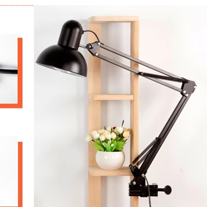 L-MANG Klemmleuchte in Schwarz aus Metall mit verstellbarem Teleskop-Design und warmweißem Licht für Schlafzimmer und Home-Office - Bild 2